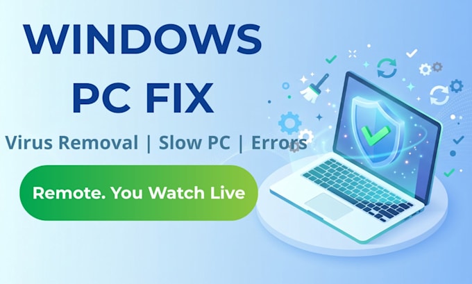 fix windows errors, remove virus and speed up your slow PC remotely