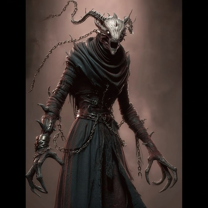 illustrate haunting ghost characters and supernatural beings