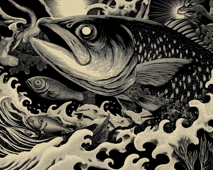 create a unique hand carved linocut illustration