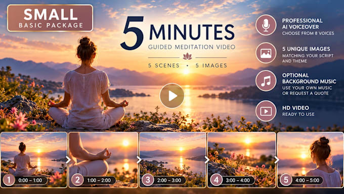 create guided meditation videos with custom visuals and voiceover