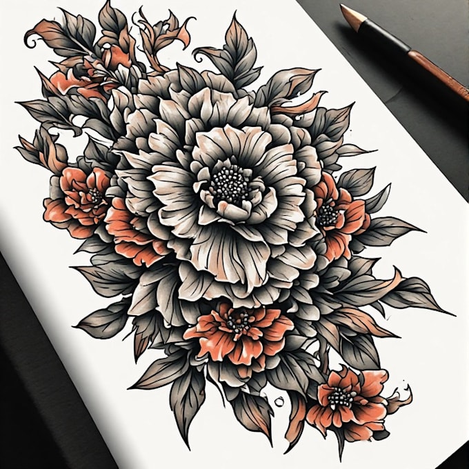 draw a unique graphic sketch tattoo design