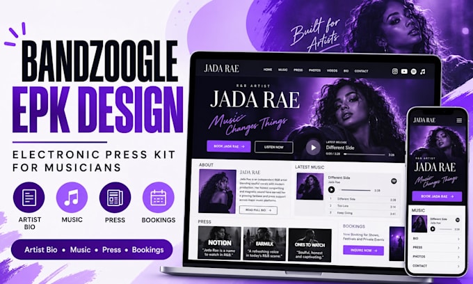 create bandzoogle epk website, electronic press kit for musicians
