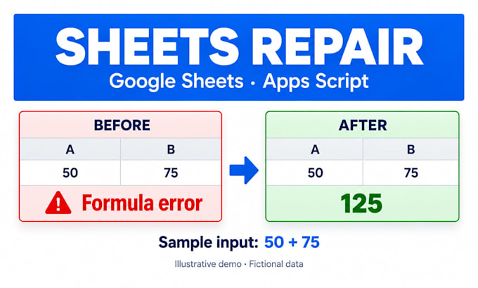 fix google sheets formulas and apps script errors