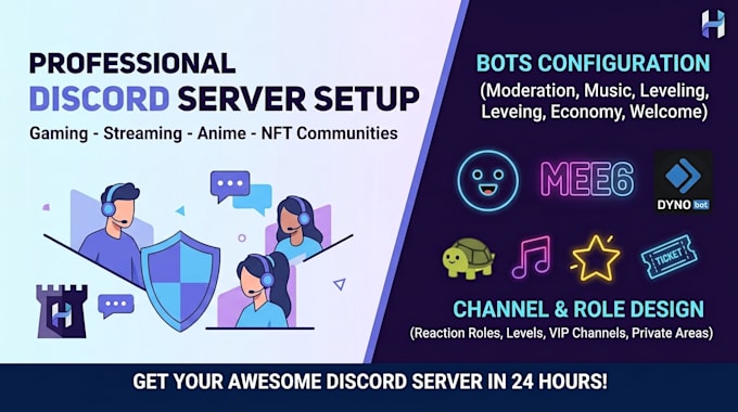 setup professional discord server with bots and roles