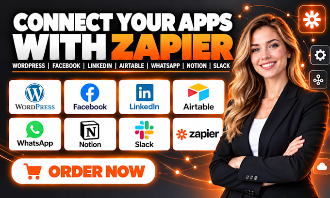 integrate wordpress facebook linkedln airtable whatsapp notion slack with zapier