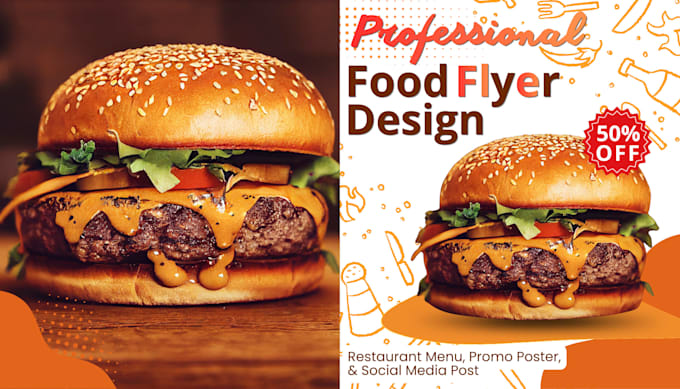 design an attractive food flyer or restaurant promotion poster