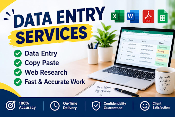 do accurate data entry, copy paste and excel data entry