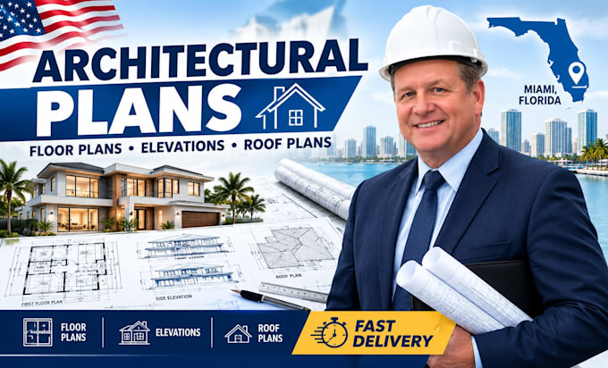 draw architectural floor plans, elevations, site and roof plans in miami florida