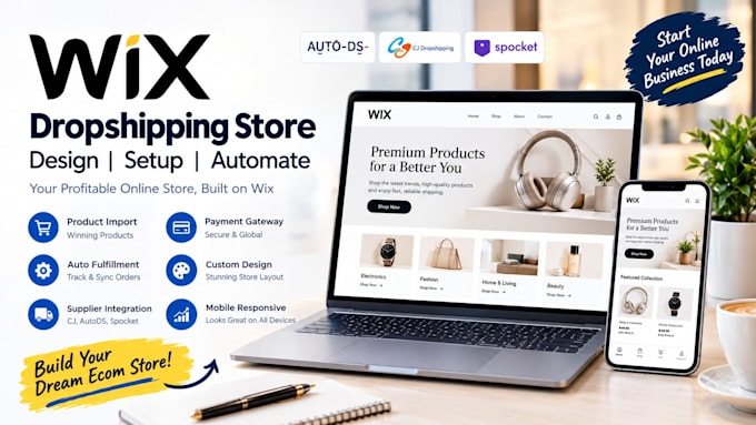 build wix dropshipping store, design wix ecommerce online shop