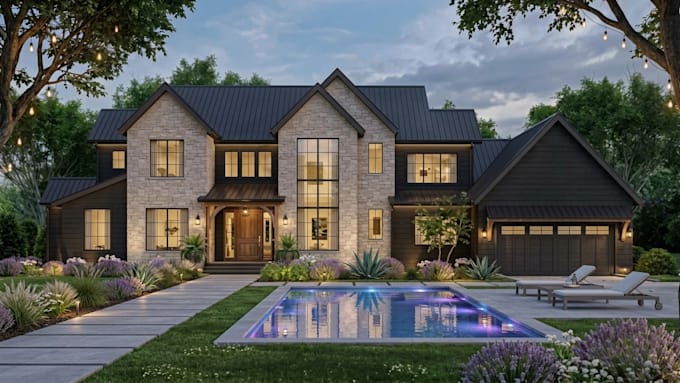 do 3d exterior design, interior design and 3d rendering