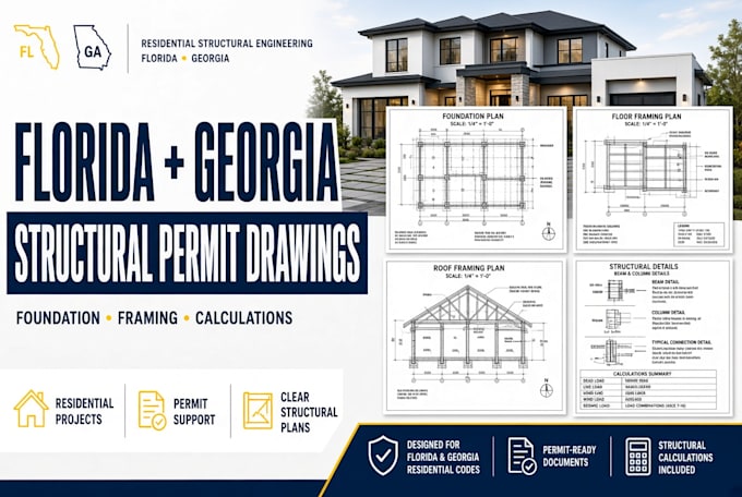 florida georgia residential structural permit drawings and calculations