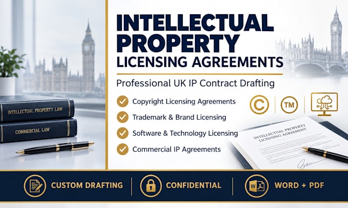prepare customized intellectual property licensing agreements has UK solicitor