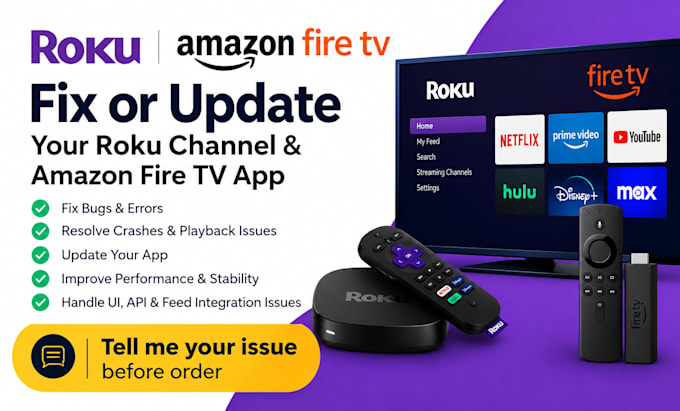 fix or update any errors on your roku channel and amazon tv