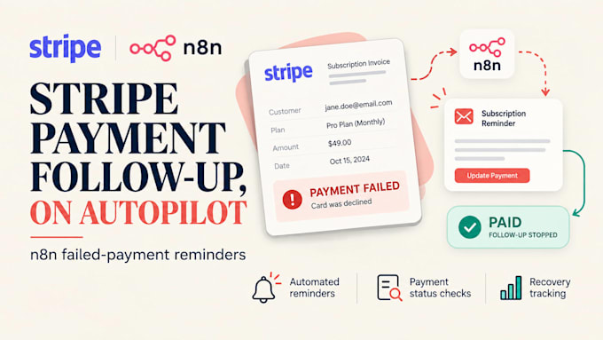 automate stripe failed payments and subscription reminders using n8n