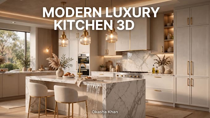 design modern luxury kitchen 3d rendering