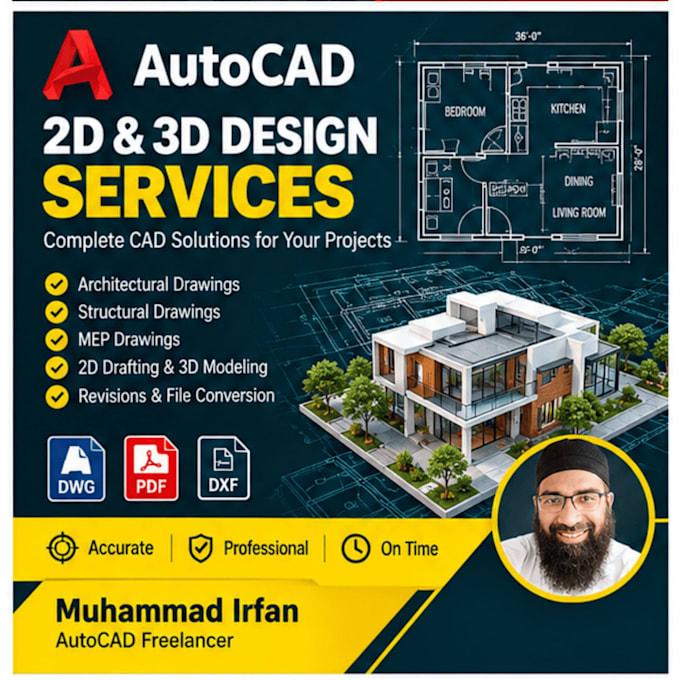 create professional autocad 2d drawings
