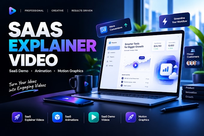 do saas explainer video, saas animation saas demo video with motion graphics