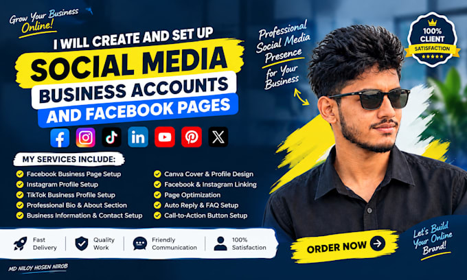 do social media accounts and page set up