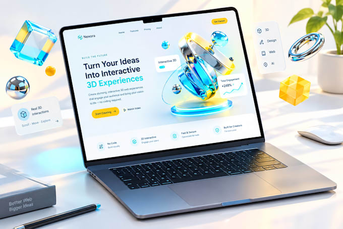 create a 3d interactive website with threejs and scroll animation