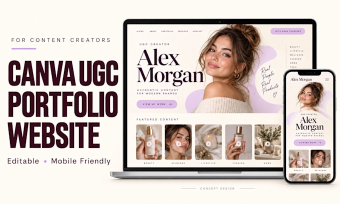 design a canva ugc portfolio website for content creators