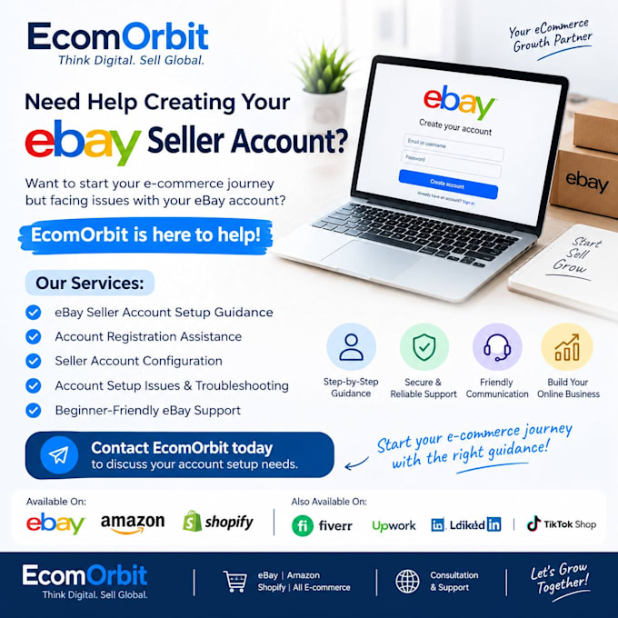 guide you with ebay seller account setup and troubleshooting