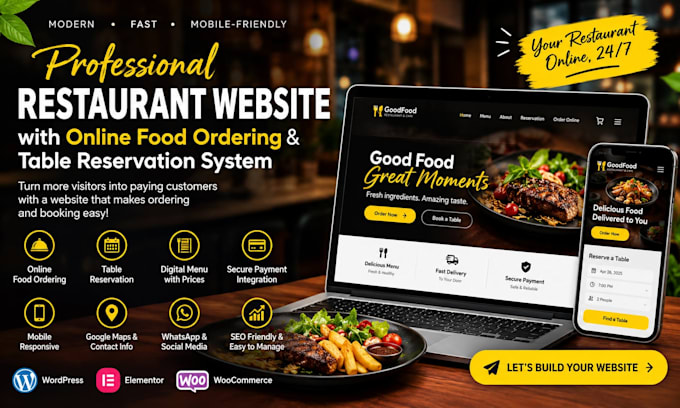 design a restaurant website with online food ordering and reservation system