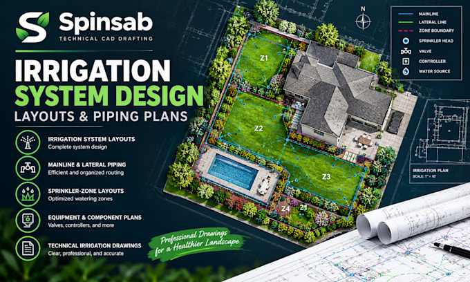 design irrigation system layouts and piping plans