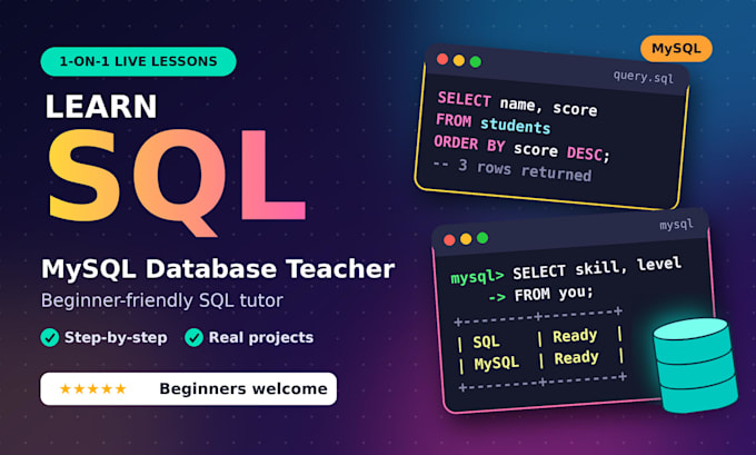 teach you sql and mysql as your private database tutor
