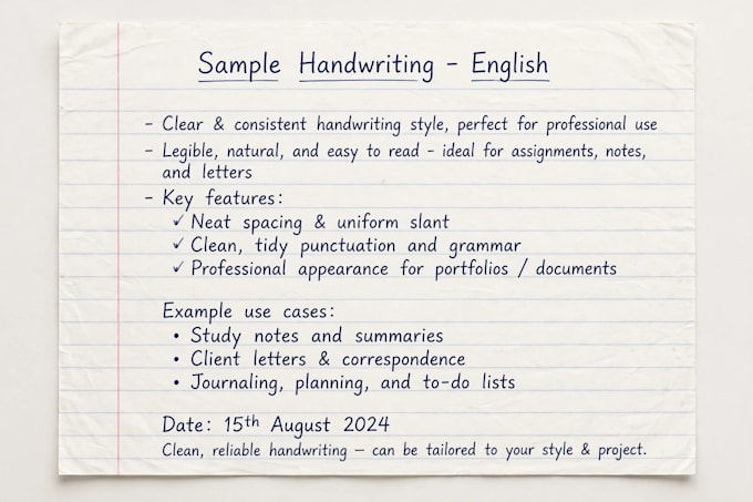 write neat handwritten notes in english and urdu