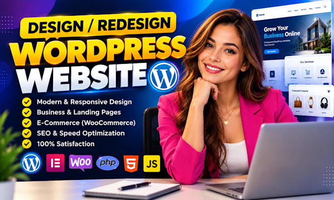 design and redesign responsive wordpress website elementor website development