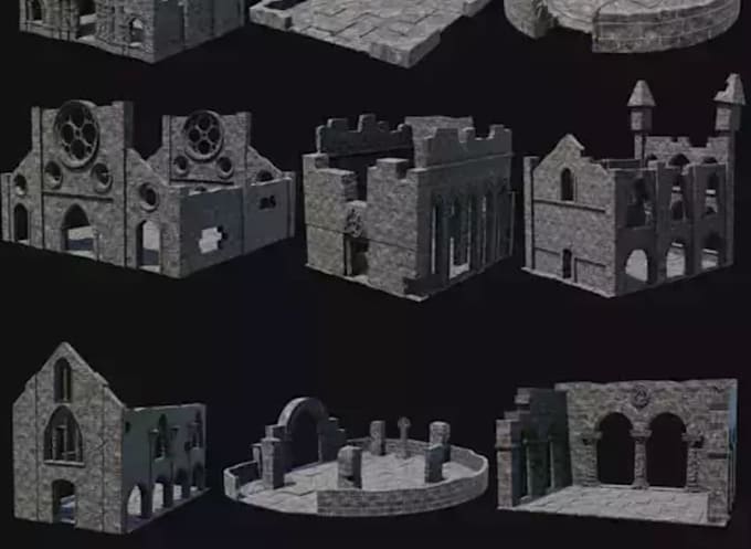 create digital terrain model from photogrammetry, castle pbr texture, dnd ruins