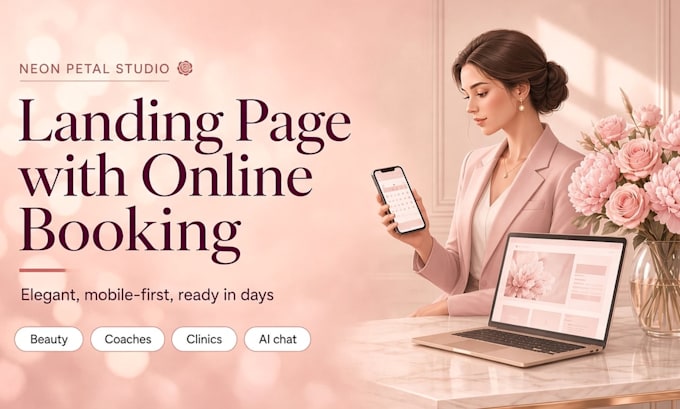 create a landing page with booking and ai chat receptionist