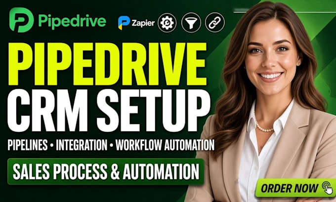 setup pipedrive crm with pipelines, integration, workflow automation and sales