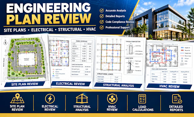 review site plan electrical pcb load calc wall bearing structural analysis hvac