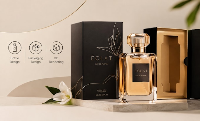 custom perfume packaging design, fragrance bottle concepts and 3d rendering