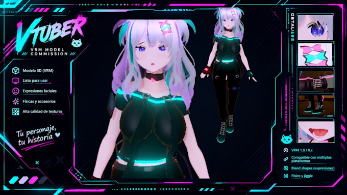 create a 3d vtuber model and avatar ready for streaming