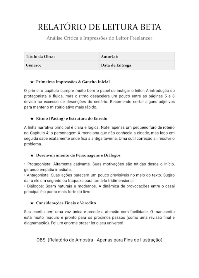 be your professional beta reader feedback