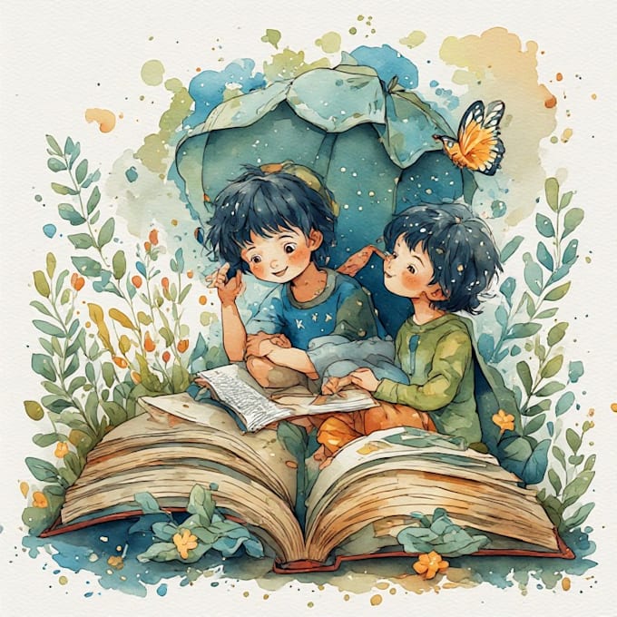 create hand painted watercolour children book illustrations