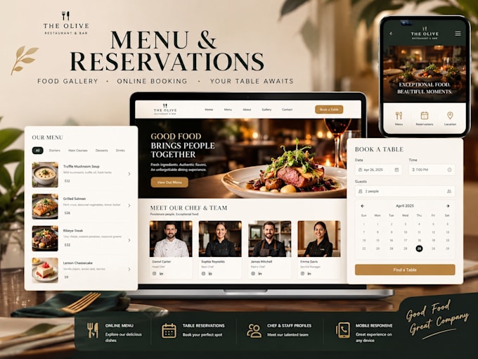 build a restaurant website with an online menu and table reservation system