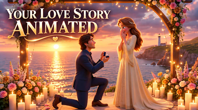 create a 3d ai proposal video and romantic love story animation