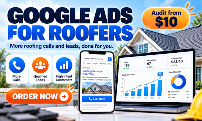 set up google ads for roofing contractors to get more roofing leads and calls