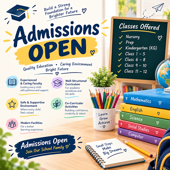 school admission flyers and education posters