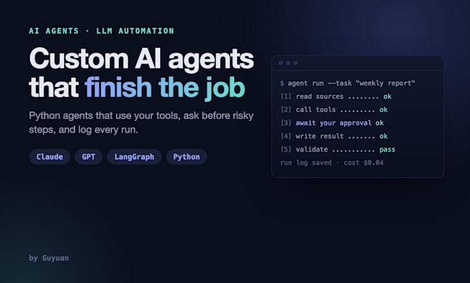build a custom ai agent or llm workflow automation in python
