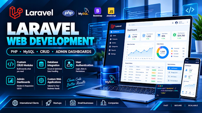 develop laravel crud modules and integrate mysql database