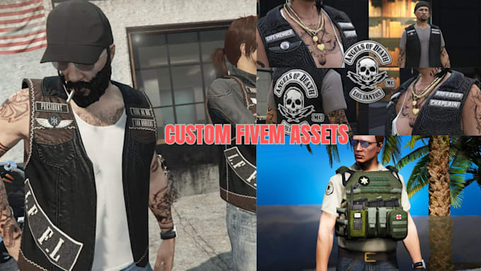 develop custom fivem peds, tattoo packs, chains, eup, mc kuttes and vests