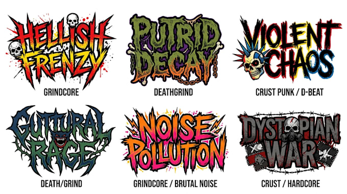 design grindcore, deathgrind and crust punk lettering