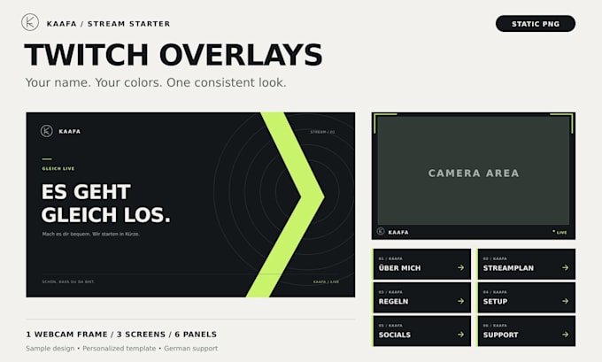 create a personalized static twitch overlay pack for obs