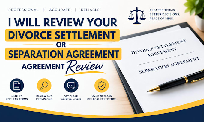review your divorce settlement or separation agreement