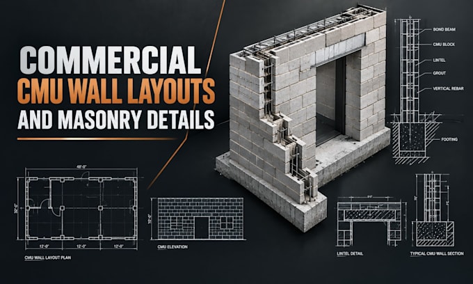 draft commercial cmu wall layouts elevations and masonry details
