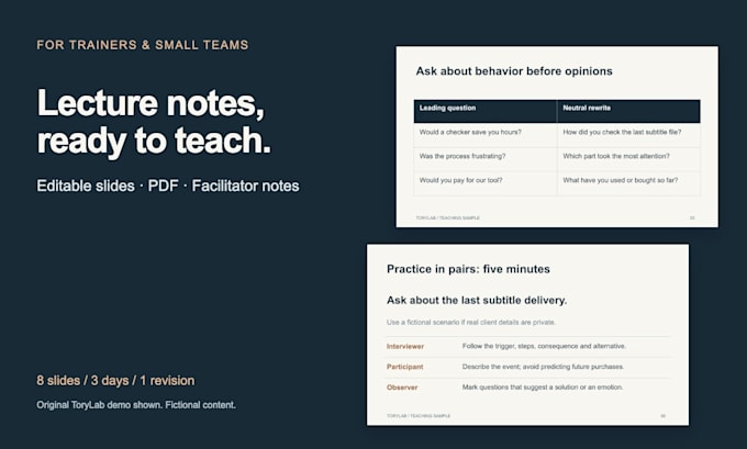 turn your lecture notes into editable training slides